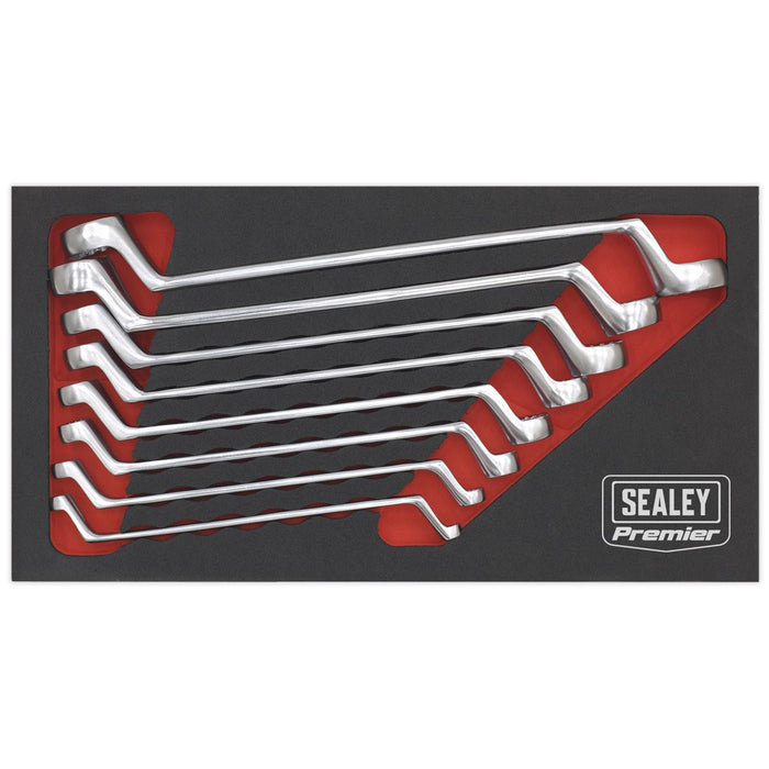 Sealey Premier 8pc Cold Stamped Offset Double End Ring Spanner Set Metric 6-22mm Sealey  - Dynamic Drive