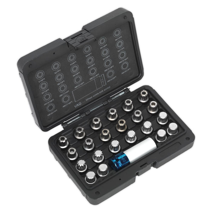Sealey Locking Wheel Nut Key Set 23pc VAG SX210 Sealey - Dynamic Drive