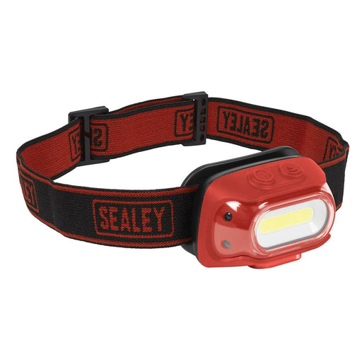 Sealey Rechargeable Head Torch with Auto-Sensor 8W COB LED - Red HT08RR Sealey  - Dynamic Drive
