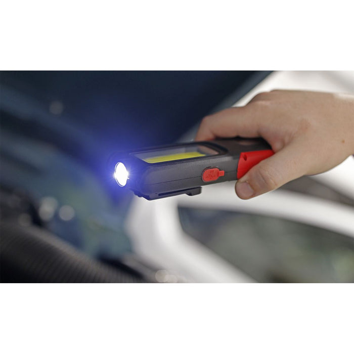 Sealey LED318 Rechargeable Inspection Lamp 5W COB + 3W LED + Power Bank Red Sealey  - Dynamic Drive