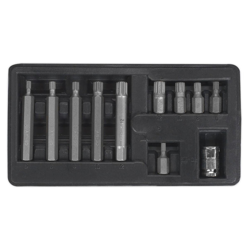 Sealey Spline Bit & Holder Set 11pc 3/8"Sq Drive S0534 Siegen by Sealey - Dynamic Drive