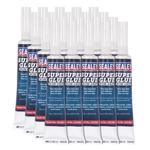 Sealey Super Glue Non-Drip Gel 20g Pack of 20 SCS303 Sealey - Dynamic Drive