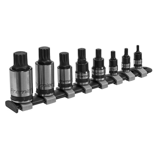 Sealey Premier Black 8 Piece 1/4" 3/8" 1/2" Drive Spline Socket Bit Set M4-M16 Sealey  - Dynamic Drive