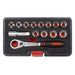 Sealey Premier 14pc Low Profile Go Through Socket Set 8-19mm 72 Tooth Ratchet Sealey  - Dynamic Drive