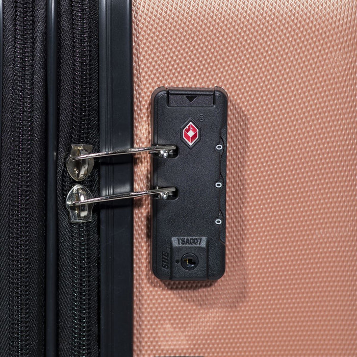 Dellonda 3-Piece Lightweight ABS Luggage Set with TSA Lock  Rose Gold Dellonda  - Dynamic Drive
