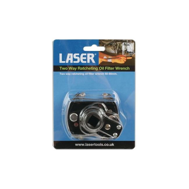 Laser Two Way Ratcheting Oil Filter Wrench 60 - 80mm 7726 Laser - Dynamic Drive