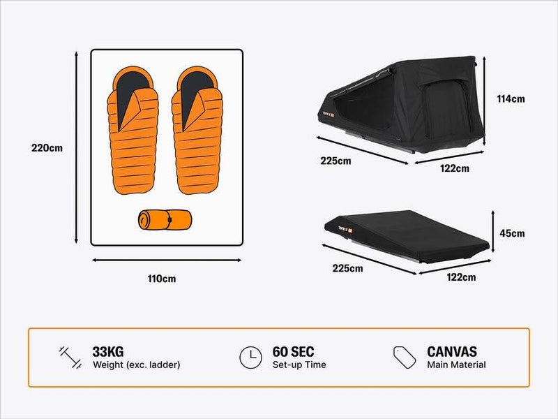 TentBox GO 2 Persone Lightweight Roof Tent 4 Season TENTBOX - Dynamic Drive