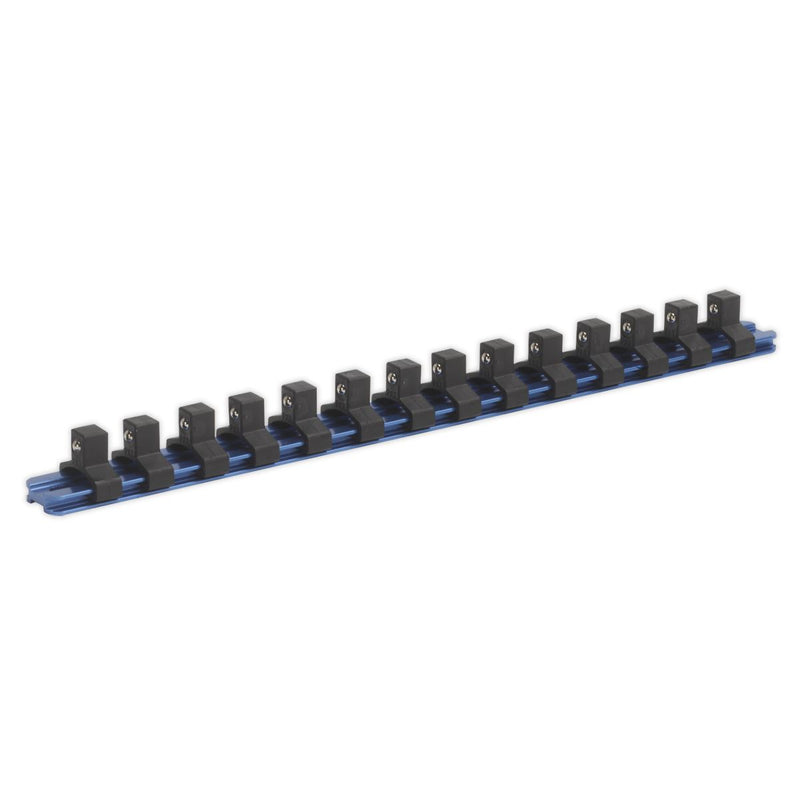 Sealey Socket Retaining Rail with 14 Clips Aluminium 3/8"Sq Drive SR3814 Sealey - Dynamic Drive