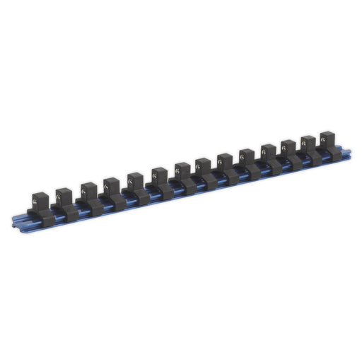 Sealey Socket Retaining Rail with 14 Clips Aluminium 3/8"Sq Drive SR3814 Sealey - Dynamic Drive