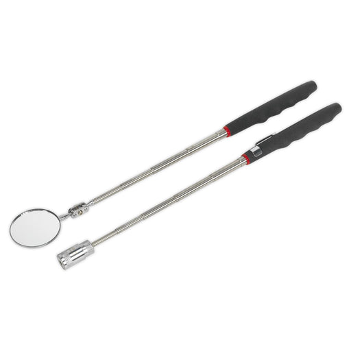 Siegen 2pc LED 3.6kg Telescopic Pick Up Tool 50mm Inspection Mirror Set S0941 Siegen  - Dynamic Drive