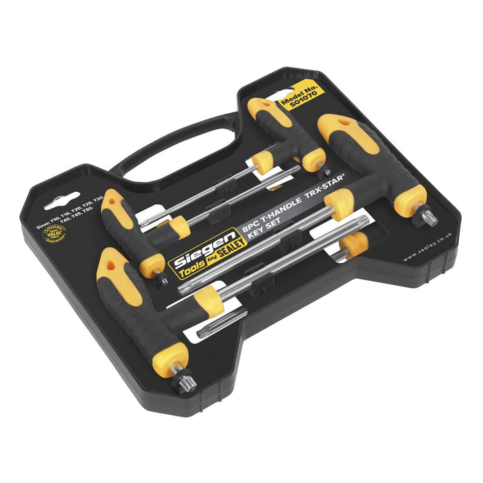 Siegen 8pc T-Handle Trx Star Security Torx Key Set T10-T50 T-Bar Comfort Grip Siegen  - Dynamic Drive