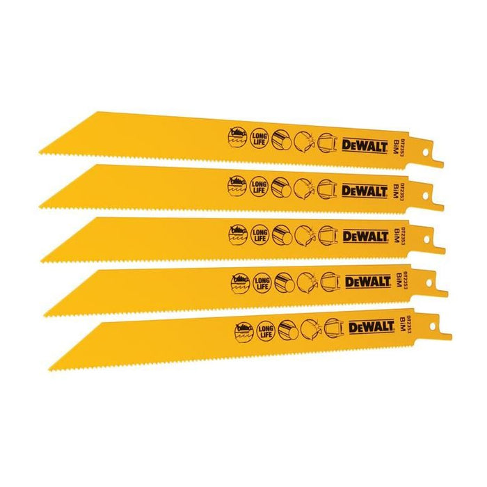 Dewalt Power Tools Bi-Metal Reciprocating Blade for Metal 203mm x 14 TPI (Pack 5) DeWALT Power Tools - Dynamic Drive