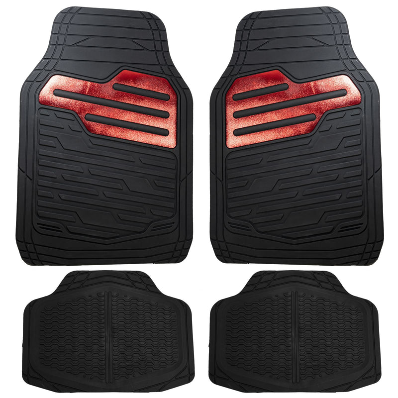 Streetwize SWCM125 Adonia 4 piece Rubber Mat Set with "Metallic" Red Heel Pad Steetwize  - Dynamic Drive