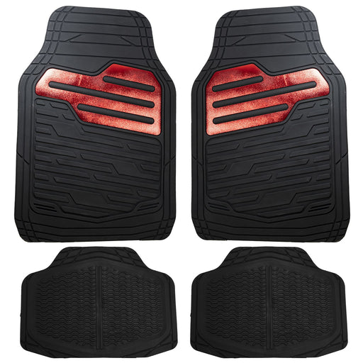 Streetwize SWCM125 Adonia 4 piece Rubber Mat Set with "Metallic" Red Heel Pad Steetwize  - Dynamic Drive