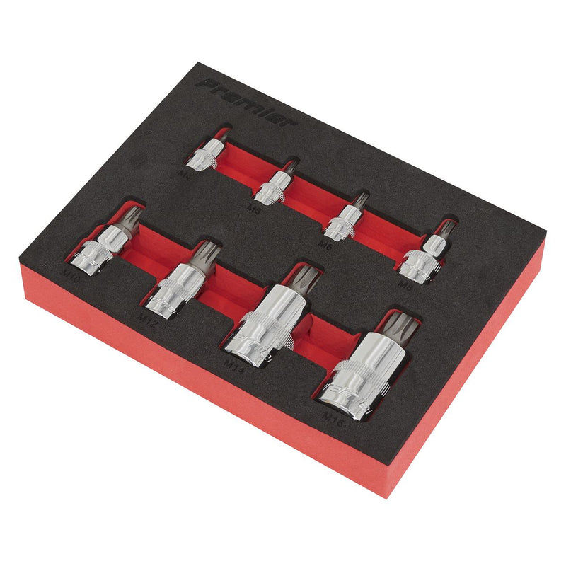 Sealey Spline Socket Bit Set 8pc 1/4" 3/8" & 1/2"Sq Drive AK6241 Sealey - Dynamic Drive