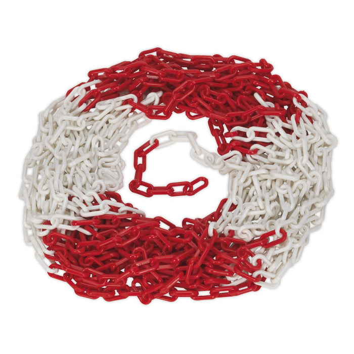 Sealey Safety Chain Red/White 25m x 6mm HSC25M Sealey - Dynamic Drive