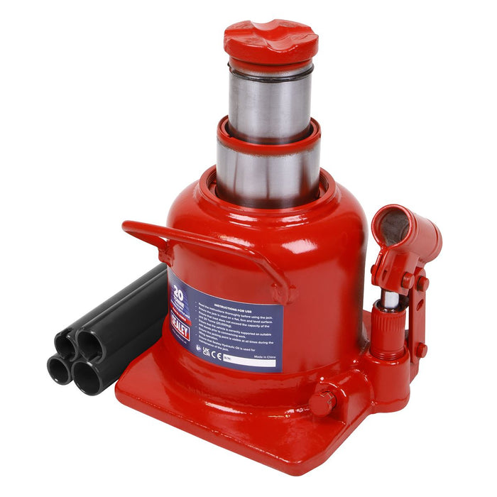 Sealey Low Profile Telescopic Bottle Jack 20 Tonne BJ20LE Sealey - Dynamic Drive