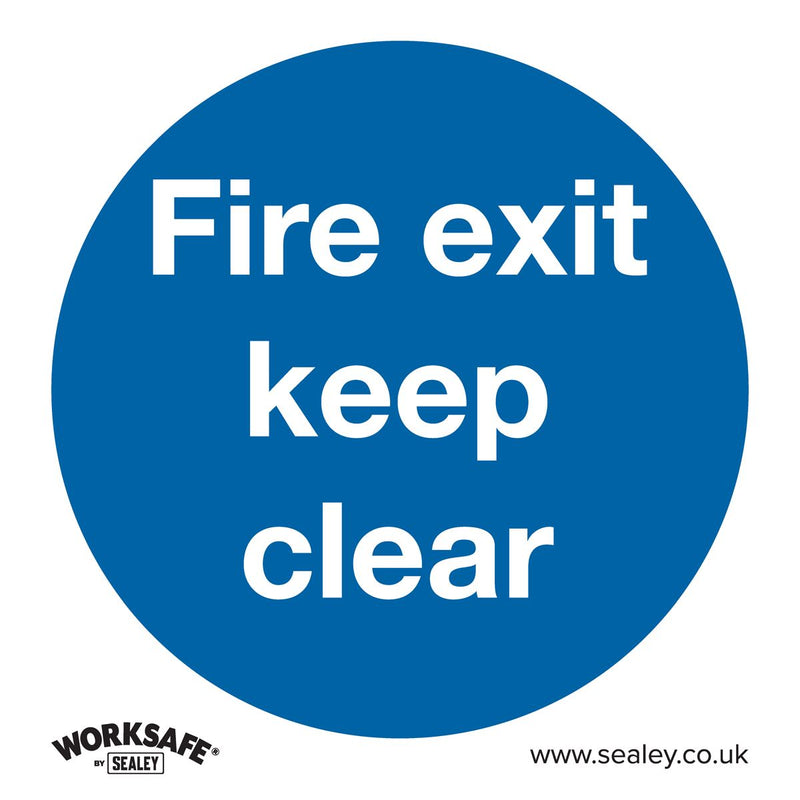 Sealey Mandatory Safety Sign Fire Exit Keep Clear Rigid Plastic SS2P1 Sealey - Dynamic Drive