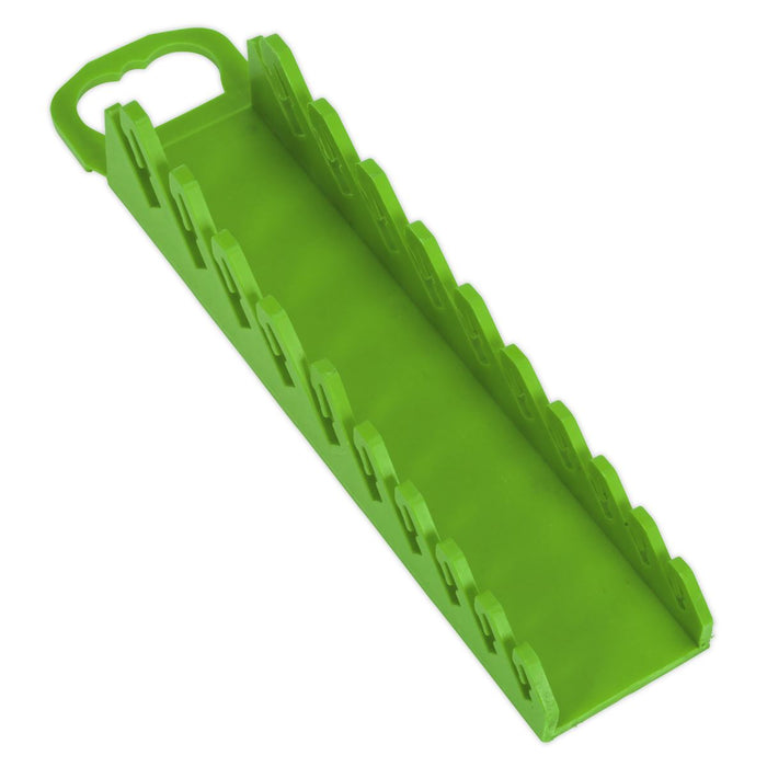 Sealey Premier High Visibility Green Stubby Spanner Rack 10 Capacity Toolbox Sealey  - Dynamic Drive