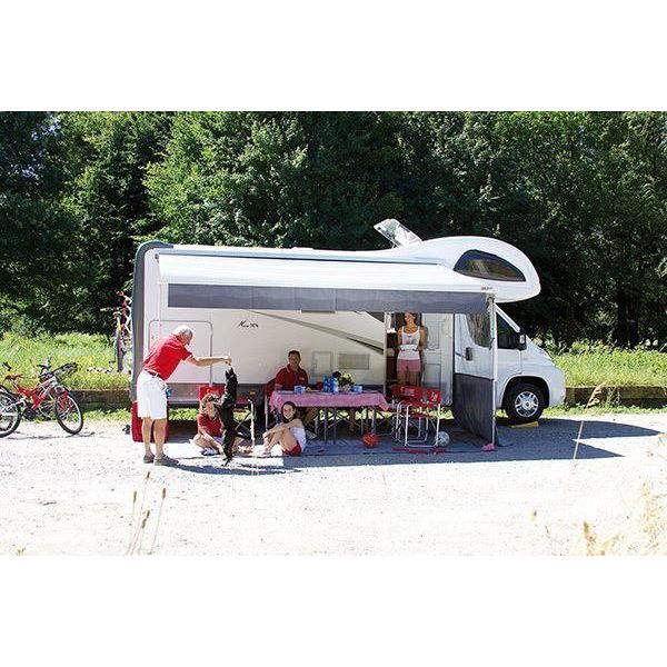 Fiamma F45L Winch Awning 4.5M Polar White Case Royal Blue Fabric Motorhome Fiamma  - Dynamic Drive