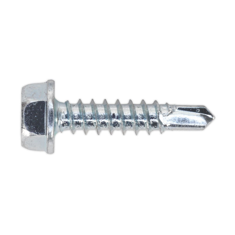 Sealey Self Drilling Screw 4.2 x 19mm Hex Head Zinc Pack of 100 SDHX4219 Sealey - Dynamic Drive