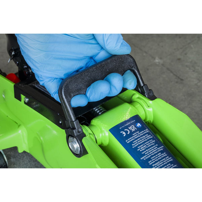 Sealey Short Chassis Trolley Jack with Storage Case 2 Tonne - Green 1050CXDHV Sealey - Dynamic Drive