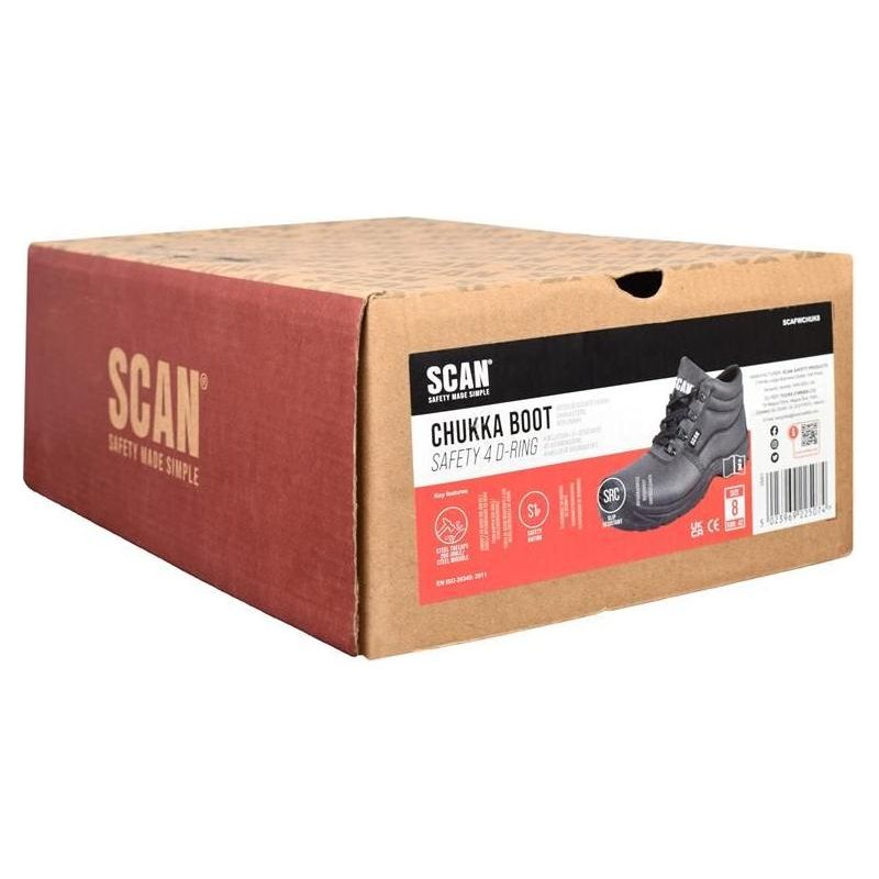 Scan 4 D-Ring Chukka Safety Boots Black UK 6 EUR 40 Scan - Dynamic Drive