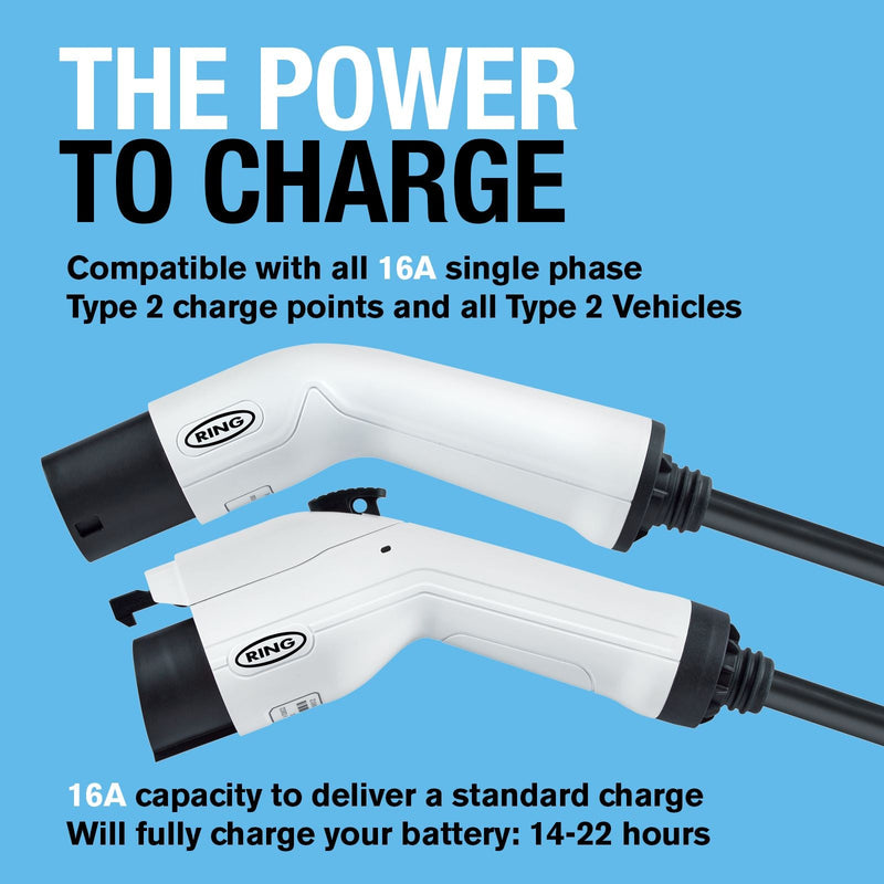 Ring Automotive RCC11605 EV charging cable Type 1 16A 5m Ring Automotive - Dynamic Drive