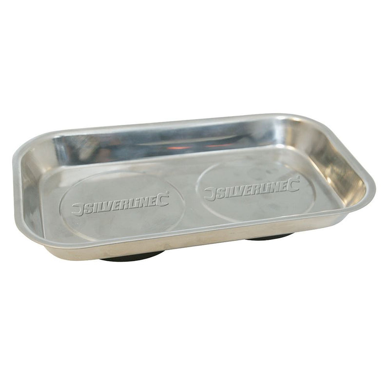 Silverline Magnetic Parts Tray 150 x 225mm Steel Nuts Bolts Fixings Mechanics Silverline  - Dynamic Drive