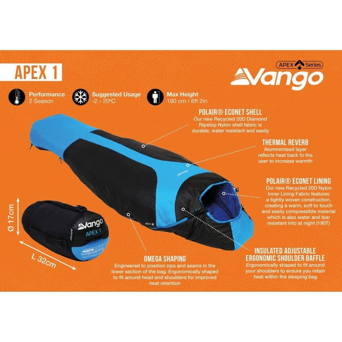 Vango Apex 1 Atom Blue Sleeping Bag Vango - Dynamic Drive