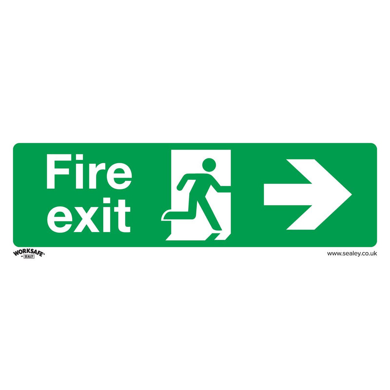 Sealey Safe Conditions Safety Sign Fire Exit (Right) Rigid Plastic Pack of 10 Sealey - Dynamic Drive