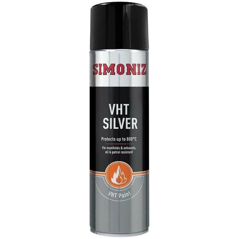 4x Simoniz VHT SILVER PAINT VERY HIGH TEMPERATURE CAR SPRAY AEROSOL 500ml Simoniz - Dynamic Drive
