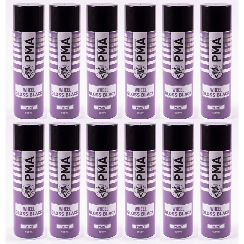 12x Autotek GLOSS BLACK Wheel Paint 500ml Spray Paint High Coverage PMA - Dynamic Drive
