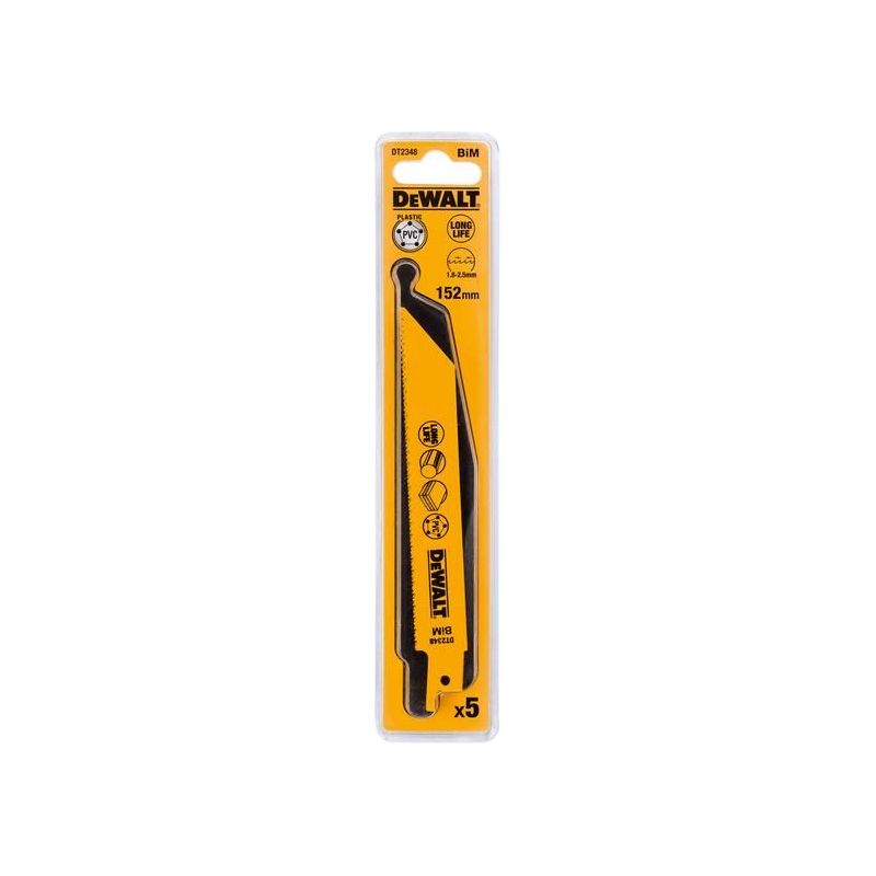Dewalt Power Tools Bi-Metal Reciprocating Blade for Plastic & Pipes 152mm( Pack 5) DeWALT Power Tools - Dynamic Drive