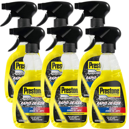 6x PRESTONE De-Icer 500ml Melts Windscreen Ice, Frost & Snow Fast -40c Deicer Prestone  - Dynamic Drive