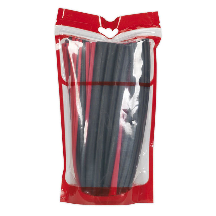 Sealey Heat Shrink Tubing Asstmt 72pc Black & Red Adh Lined 200mm HSTAL72BR Sealey  - Dynamic Drive