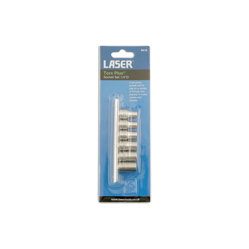 Laser Torx Plus Socket Set 1/4"D 6pc 5616 Laser - Dynamic Drive