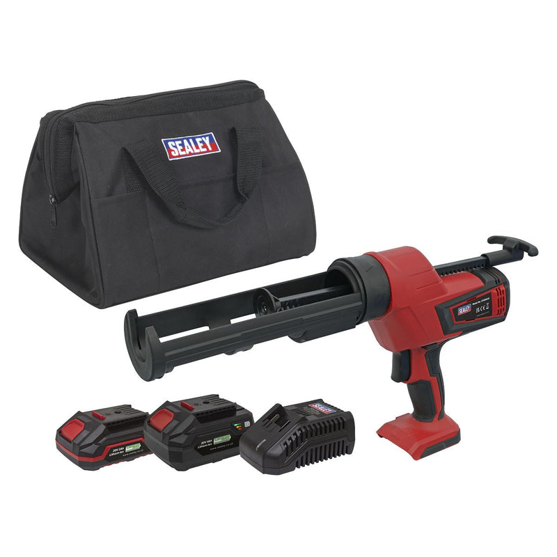 Sealey Cordless 20V SV20 Series 310ml Caulking Gun Kit- 2 Batteries CP20VCGKIT Sealey - Dynamic Drive