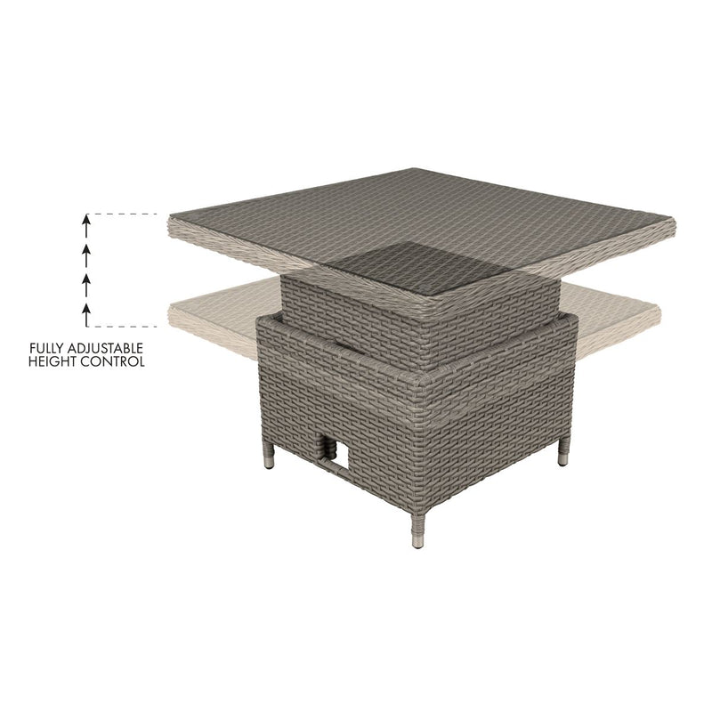 Dellonda Chester Rattan Wicker Adjustable-Height Outdoor Dining Table Dellonda - Dynamic Drive