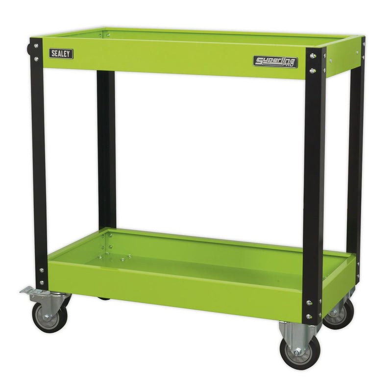 Sealey Workshop Trolley 2-Level Heavy-Duty Hi-Vis Green CX109HV Sealey - Dynamic Drive
