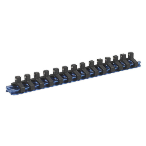 Sealey Socket Retaining Rail with 14 Clips Aluminium 1/4"Sq Drive SR1414 Sealey - Dynamic Drive