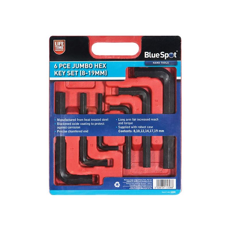 Bluespot Tools Jumbo Hex Key Set, 6 Piece BlueSpot Tools - Dynamic Drive