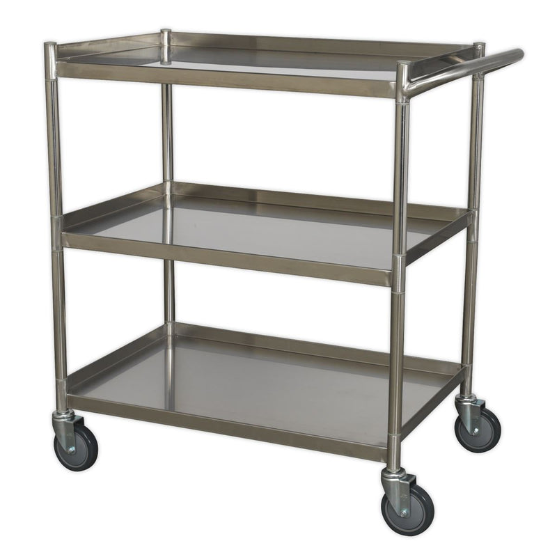 Sealey Workshop Trolley 3-Level Stainless Steel CX410SS Sealey - Dynamic Drive