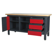 Sealey Workstation with 3 Drawers 1 Cupboard & Open Storage AP1905B Sealey - Dynamic Drive