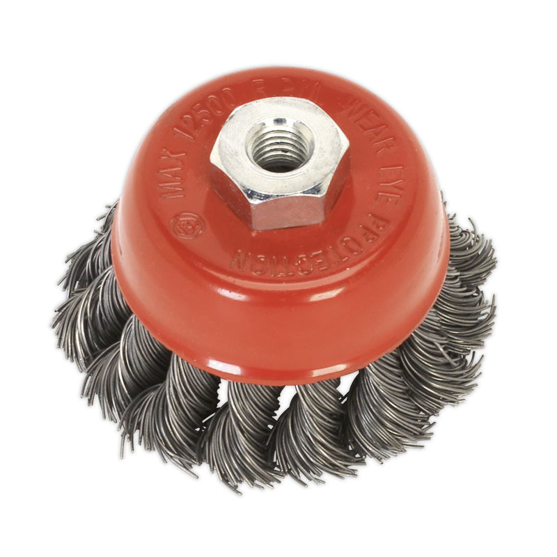Sealey Twist Knot Wire Cup Brush65mm M14 x 2mm TKCB651 Sealey - Dynamic Drive