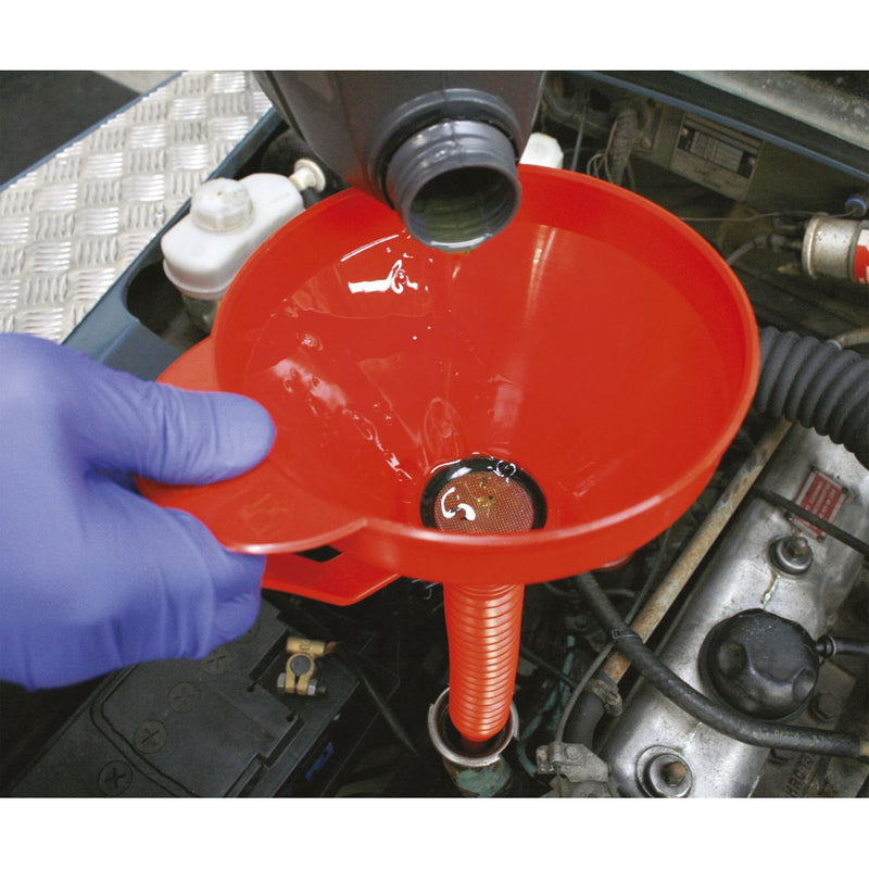 Sealey Funnel with Flexible Spout & Filter Medium160mm F16F Sealey - Dynamic Drive