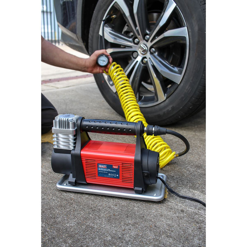 Sealey Tyre Inflator/Mini Air Compressor 12V Heavy-Duty MAC07 Sealey - Dynamic Drive