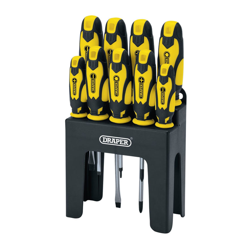 Draper Soft Grip Screwdriver Set, Yellow (9 Piece) 16728 Draper - Dynamic Drive
