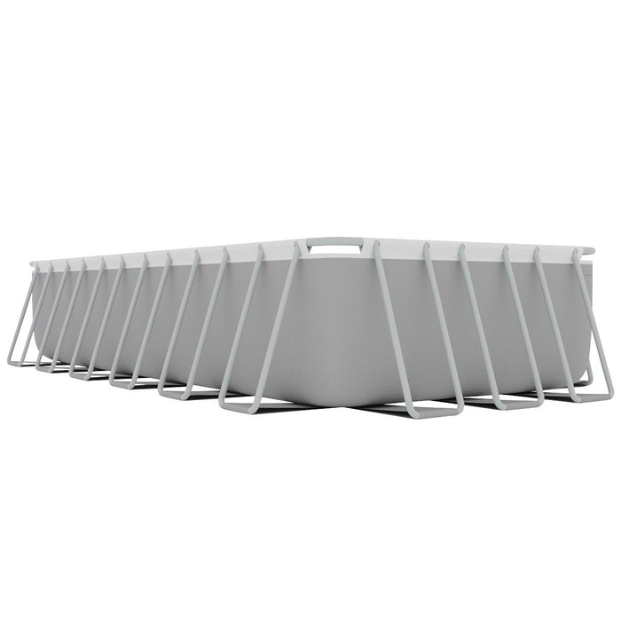 Dellonda Steel Frame Rectangular Swimming Pool - Step Ladder & Filter Pump 25ft Dellonda - Dynamic Drive