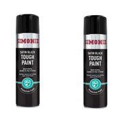 2 x Simoniz Large Tough Satin Black Aerosol Car Auto Spray Paint 500ml SIMVHT51D SIMONIZ  - Dynamic Drive
